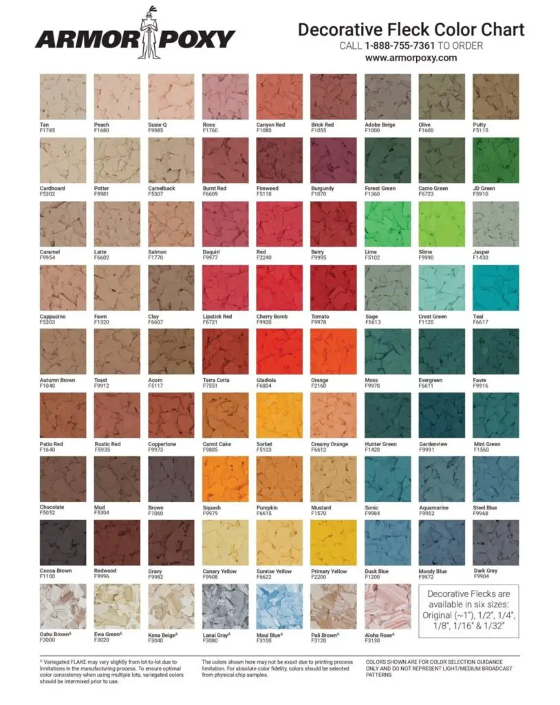 ARMORPOXY Decorative Fleck Color Chart