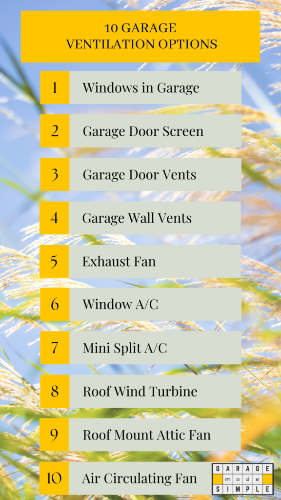 Infographic on 10 Garage Ventilation Options